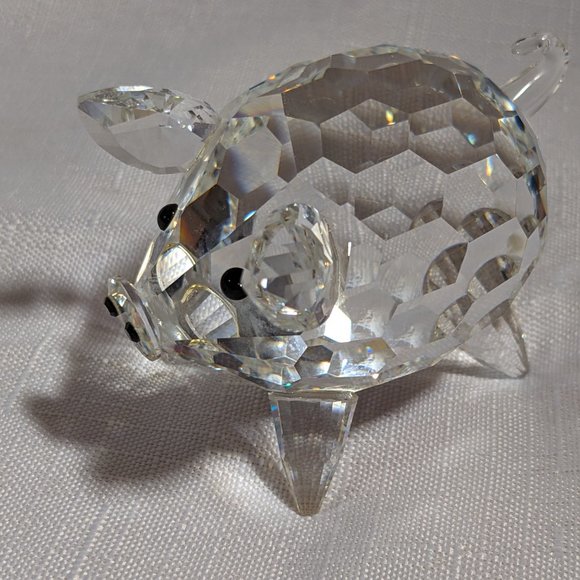 Great Vtg Swarovski Crystal Pig With Original Box Mint Reflects Light Signed - Picture 8 of 12